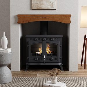 Poêle à bois moderne multi-combustibles en aluminium 10KW, dimensions H 63cm x L 61cm x P 43cm - Product Image 2