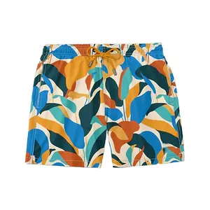 Multi Orange Beach Wear Sublimation Printing Men Quick Dry Floral Surfing Board Beach Shorts Swim Trunks