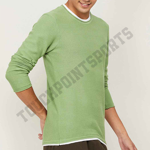 Sudadera lisa de algodón y poliéster para hombre, camisa de manga larga con cuello redondo - Product Image 4