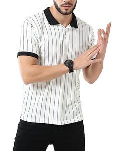 Camiseta Polo de marca a rayas de algodón de media manga para hombre con estilo para hombre - Product Image 3