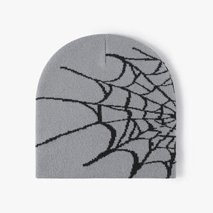 Wholesale Custom Logo <b>Spider</b> <b>Web</b> Jacquard Knitted <b>Beanie</b> Autumn Winter Warm Cuffless Hip Hop Unisex Hat - Product Image 3
