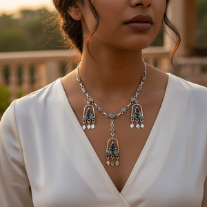 Collar con Colgante de Piedra Lunar de Plata 925 para Mujer, Joyería de Piedras Preciosas Hecha a Mano con Dijes Chapados en Oro Rosa y Rodio - Product Image 2