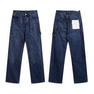 Vêtements pour hommes, jeans baggy, streetwear, jeans vintage délavés à l'acide, pantalon en denim avec poches décontractées, jeans en vente promotionnelle avec logo personnalisé - Product Image 6