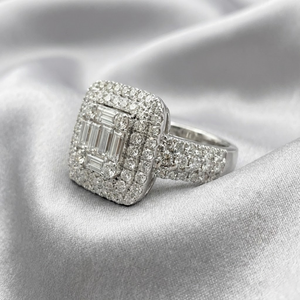 Bague européenne pour femme, nouvelle collection, effet d'illusion, or blanc 18 carats, bijoux en diamant véritable, cadeau romantique - Product Image 4