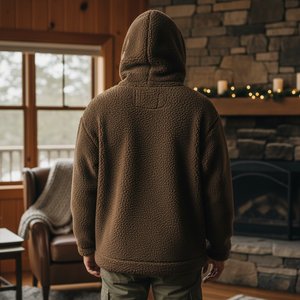 Custom Men Regular Fit High Pile <b>Fleece</b> <b>Hoodie</b> Ultra Soft Plush <b>Teddy</b> Pullover Heavyweight 100% Cotton Mocha Brown Winter Pocket - Product Image 2