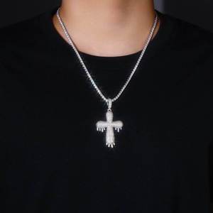 Hip Hop Iced Out Pendant 925 <b>Sterling</b> <b>Silver</b> Luxury Lab Grown Diamond <b>Silver</b> Plated Bling Charm Fashion Chain <b>Cross</b> <b>Necklace</b> - Product Image 2
