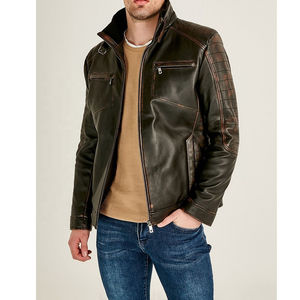 Nouvelle meilleure arrivée classique veste de motard en cuir noir pour hommes 100% peau de mouton originale entièrement personnalisée avec fermetures à boutons - Product Image 6