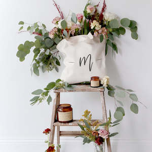 Personalized Open Closure Monogram Cotton Canvas Tote Bag with Solid Color Pattern - Product Image 3