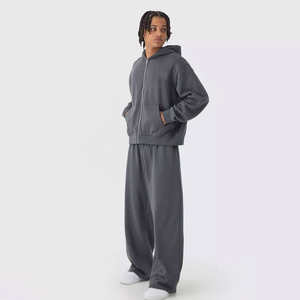 เสื้อแจ็กเก็ตมีซิปสำหรับผู้ชายชุดวิ่งกางเกงวอร์มผ้าคอตตอนเย็บปะติดเสื้อบล็อกสีสำหรับ100% โลโก้ - Product Image 1