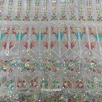 Séquence de broderie tissu designer fantaisie tissu dentelle sequin dentelle tissu broderie