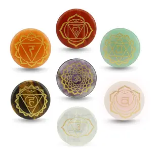 7 chakra Stones Amulet Pendulum Reiki Healing Stones Natural Engraved Seven Archangel Symbols Summon Magic Circle Polished India