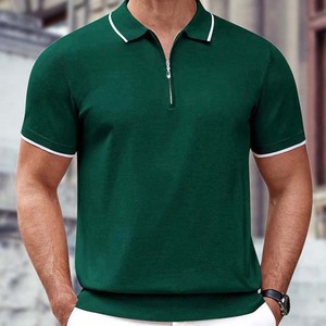 OEM Contrast Color Custom Logo Design Men's Clothing Cotton Plus Size Men's Polo <b>Shirts</b> <b>Half</b> Zipper Short <b>Sleeve</b> Polo <b>Shirts</b> Men - Product Image 5