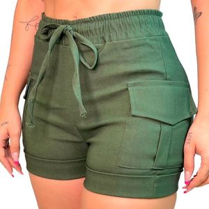 Vente chaude femmes été décontracté Shorts Sexy taille moyenne taille élastique cordon avec fermeture éclair braguette et décoration à volants - Product Image 6