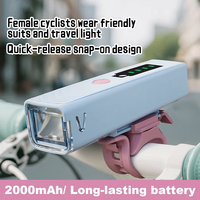 Phare de vélo rechargeable USB-C 2000 mAh, fixation rapide, étanche, LED, multi-modes pour VTT, vélo de route, cyclisme nocturne