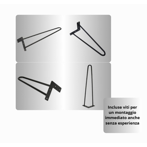 Set of 4 10 mm Matt Black Metal Hairpin <b>Legs</b> for <b>Tables</b> High Resistance up to 400 kg Includes Screws - Product Image 2