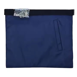 Tablier maçonnique brodé sur mesure blanc avec bordure bleu marine, symbole de l'œil d'or et du compas carré, style classique, insigne de vêtement - Product Image 4