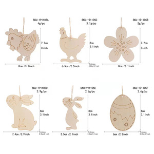 Pendentifs d'oeufs de Pâques <span class=keywords><strong>en</strong></span> <span class=keywords><strong>bois</strong></span> peints à la main 3D bricolage pour la décoration de la maison bébé gravé Tu corbeau pour l'atmosphère de fête - Product Image 6
