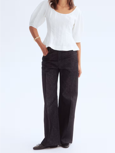 Robes pour femmes de qualité standard Top Peplum à col rond structuré blanc pour la vente à l'exportation dans le monde entier - Product Image 4