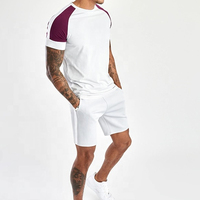Ensemble décontracté 2 pièces pour homme : short et chemise unis en molleton 100 % coton respirant, idéal pour l'été, personnalisable