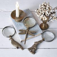 Handmade Eco-Friendly Brass Classic Circle Magnifying Glass Office Desk Accessories Foldable Lightweight Rectangle Reading