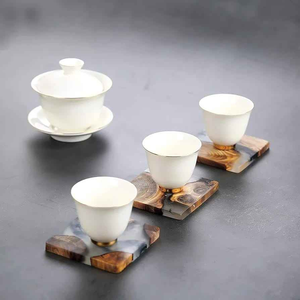 Juego de Posavasos de Resina Epoxi en Oferta, 4 Piezas, Diseño Moderno y Lujoso, Personalizado, Duradero, Pintado, Color Natural, Patrón Alfabético, para Bodas - Product Image 5