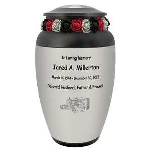 Deux camions semi-remorques diesel, urne en étain, hommage parfait, gravure personnalisée, urne en métal pour adultes, urnes en aluminium pour cendres humaines - Product Image 4