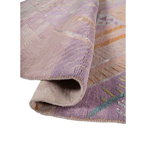 Alfombra Manchaha Rosa y Morada, Tejida a Mano con Lana y Seda de Bambú, Patrón Geométrico para el Hogar - Alfombras Jaipur US-Les-930 - Product Image 2