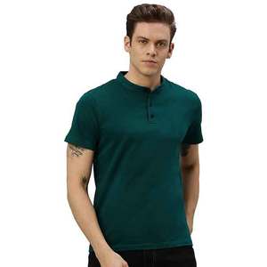 Crewneck Logo personnalisé étiquette vert foncé couleur coton polyester T-Shirt haute qualité prix bon marché - Product Image 4