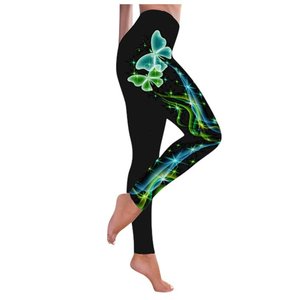 Pantalones de Yoga con estampado de mariposa de tiro alto para mujer, mallas elásticas de sublimación para Fitness - Product Image 1