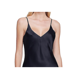 Abito slip elegante da donna L Agence in raso con scollo a V, in seta liscia nera, dal design alla moda - Product Image 2