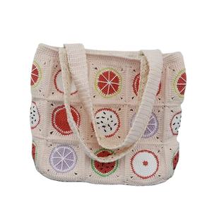 Bolso de Hombro Hecho a Mano de Ganchillo para Mujer, con Estampado de Frutas, Accesorio de Moda EFANBEANIE Zz24053111, Hilo de Algodón Leche - Product Image 1