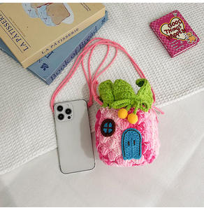Crochet Sponge Pineapple House Polyester Hollow Small Earphone Shoulder Crossbody <b>Coin</b> Purse Men's Cute Woven <b>Bag</b> - Product Image 6