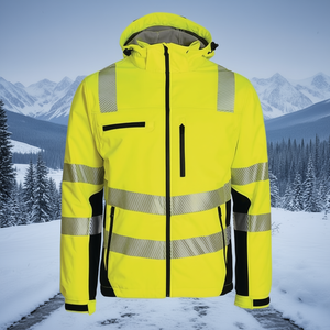 Winter <b>High</b>-<b>Visibility</b> Yellow-Black <b>Softshell</b> <b>Jacket</b> Size L PREVENT TRENDLINE Safety & Survival Gear - Product Image 3