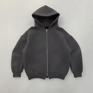 Custom Heavyweight Cotton Drop Shoulder <b>Vintage</b> Washed Men 500 Gsm <b>Zip</b> <b>up</b> <b>Hoodie</b> Cropped Double Zipped Hoodies - Product Image 4