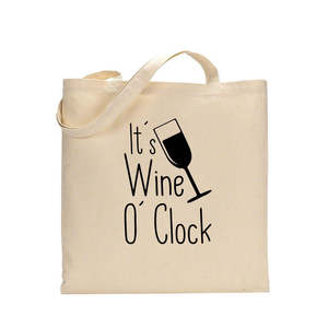 Sacs fourre-tout en coton avec motif « It's Wine O'Clock » - Vignobles - Product Image 2