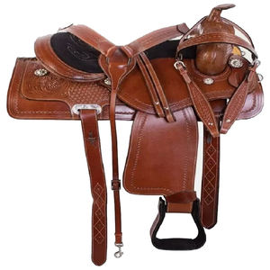 Sillín de caballo de cuero de placer occidental de alta calidad hecho a medida con juego a precio mayorista - Product Image 4