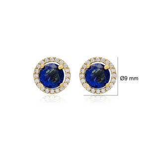<b>Sapphire</b> CZ Stone 9 mm Round Shape Stud <b>Earrings</b> Jewellery Trendy Wholesale Handcrafted 925 Sterling Silver Jewelry - Product Image 3