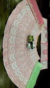 Belle 4 mètres évasé Faux Georgette Lehenga Avec Double Dupatta Broderie Paillettes Travail - Product Image 3