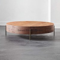 Table centrale décorative en bois et en métal au design luxueux Table basse fantaisie faite à la main de forme ronde grande taille à bas prix