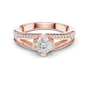 Bague en diamant de laboratoire rond brillant de 1,062 carats pour femmes, clarté VVS-VS EF, or 18 carats, 14 carats, 10 carats et argent 925, rose, jaune - Product Image 1