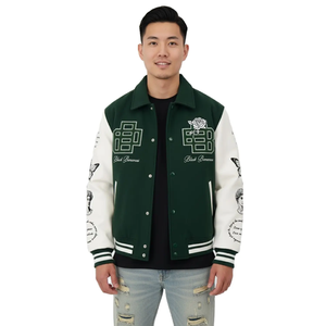 Veste universitaire pour homme en laine et toile de haute qualité, à col montant, couleur unie, vintage, pour l'hiver, fabriquée au Pakistan - Product Image 4