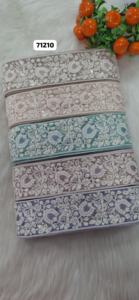 Custom Made 1.75 Inch Wide Embroidered Light-Colored Flower Designed Laces with <b>Sequins</b> for Wedding Dresses Resale Purpose - Product Image 4