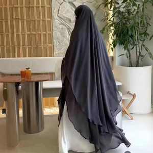 Alta calidad Thobe / Thawb mujeres musulmanas modestas gasa Niqab Hijab Overhead Tie Back Hijab oración Long khimar - Product Image 3