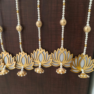 Trending <b>Ball</b> Pom Pom <b>String</b> With Beads and Jhumki Tassel for Christmas Decoration Wall Hanging for Pooja Backdrop Event Decor - Product Image 5