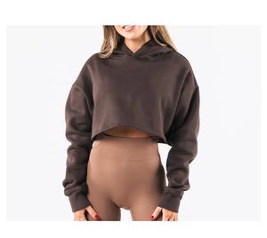 Sweat à capuche court décontracté à manches longues pour femmes - Product Image 1