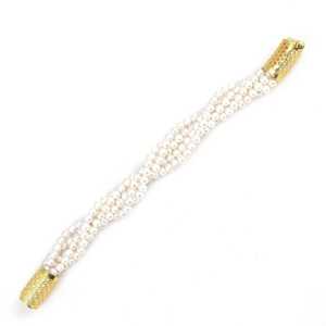 925 Sterling <b>Silver</b> Twisted <b>Bracelet</b> with 5 Rows of Pearls Elegant Pearl <b>Bracelets</b> & <b>Bangles</b> - Product Image 2