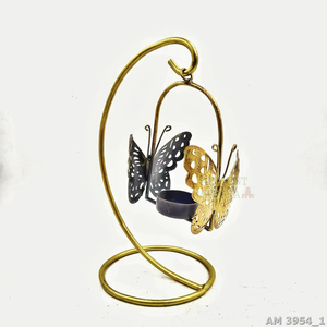 Double Butterfly Tealight Rotating <b>Candle</b> Holder Cozy Holiday Decor Whimsical <b>Gold</b> <b>Candle</b> Spinner - Product Image 5