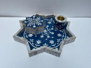 Bandeja de madera con incrustaciones de nácar y posavasos |   Bandeja de Servicio y Organizador de Almacenamiento para el Hogar, Decoración de Lujo para Ramadán y Eid, Quemador de Bakhoor y Oud - Product Image 6