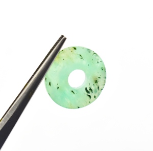 Collar de cristal de donut plano de crisoprasa Natural de grado AAA 20X20X6.5mm piedra preciosa verde facetada joyería de cabujón pulido suave - Product Image 5