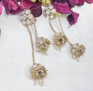 ต่างหูแบบคลาสสิกคุณภาพดีเยี่ยม ชุบทอง ดีไซน์โดดเด่น สไตล์ดั้งเดิม ประดับด้วยหิน สำหรับงานแต่งงาน คอลเลคชั่นสำหรับผู้หญิงและเด็กผู้หญิง - Product Image 1